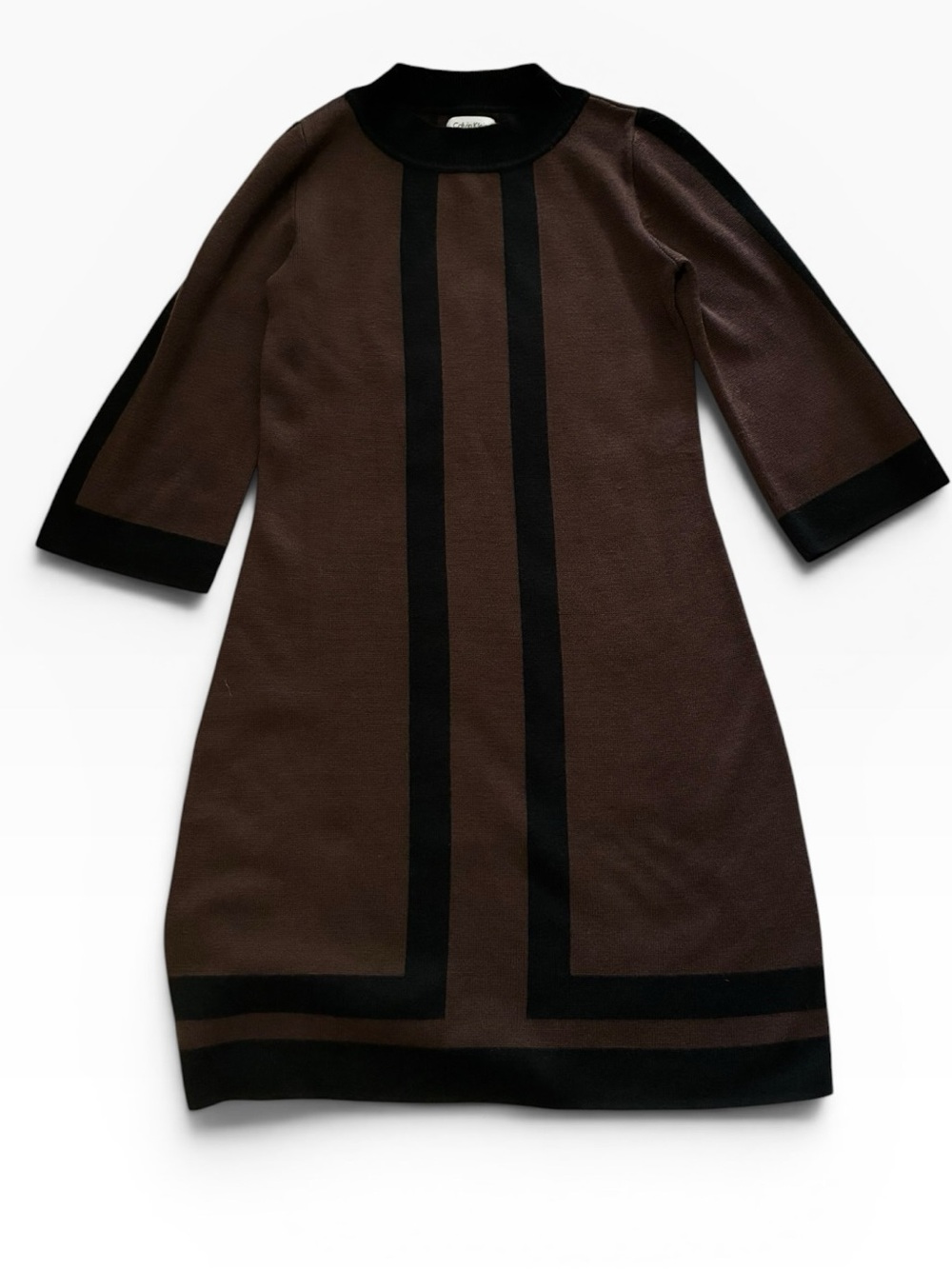 Calvin Klein Black and Brown Color-Block Knit Top